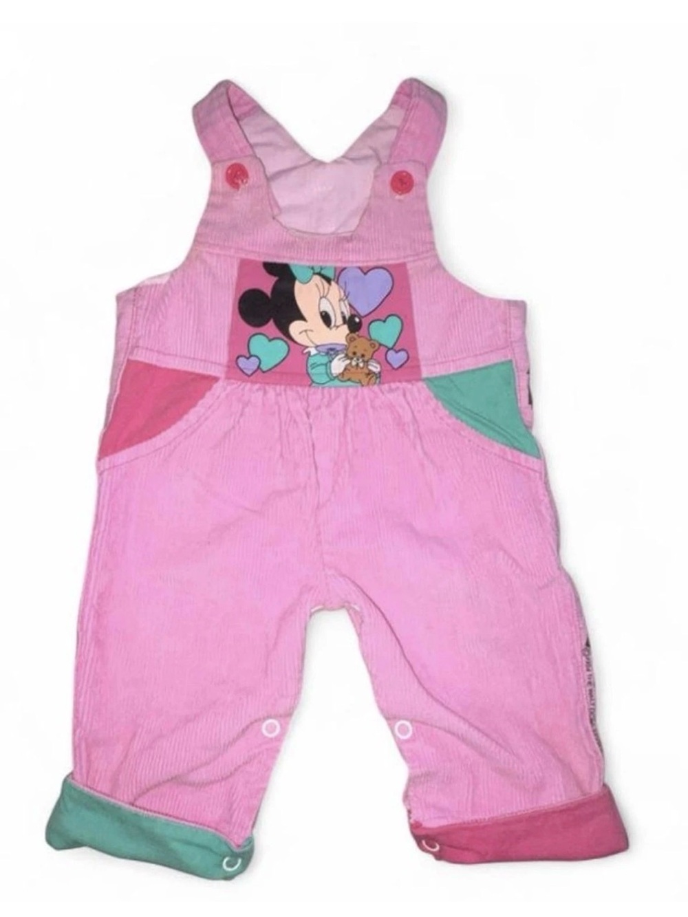 Vintage Disney Babies Overall Girls 0-6 month Pink Corduroy Minnie Mouse 80s